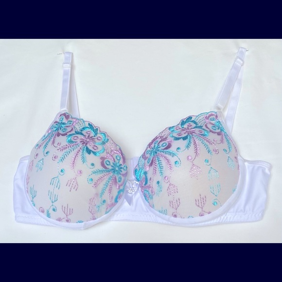 NWT Brazilian Style Women Sexy 🔥🔥Underwired Padded Embroidered Bra Large - Picture 2 of 11
